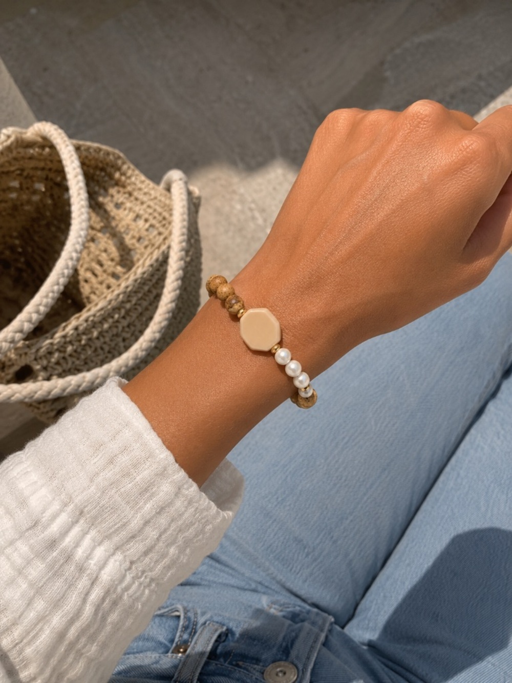 {Handmade} Beaded Bracelet with Tan and Brown Tones